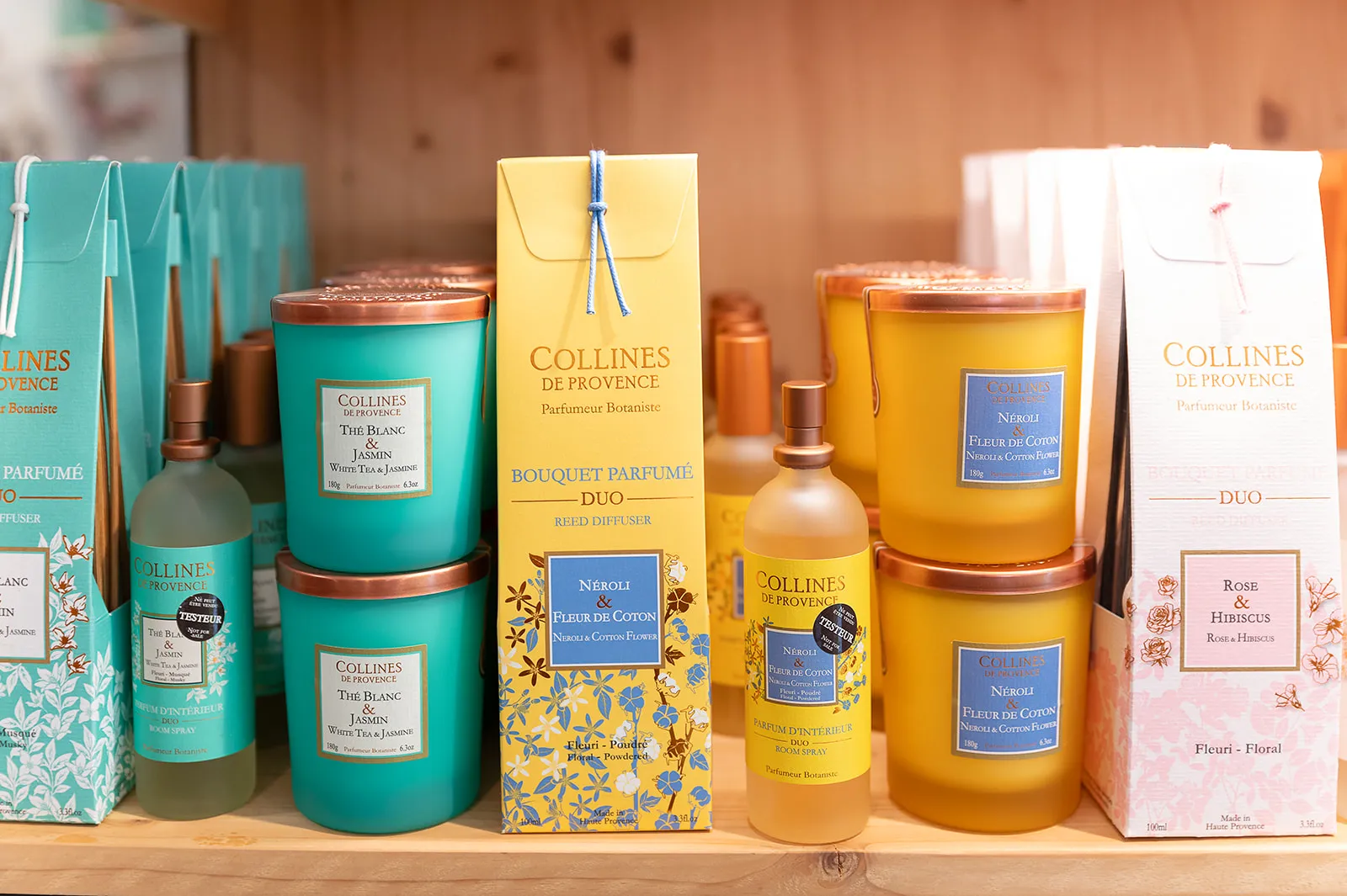 Produit parfumé Collines de Provence présenté dans la boutique Rose d’Anjou